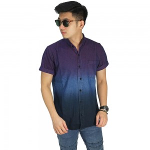 Kemeja Pendek Denim Gradient 3 Colour Purple