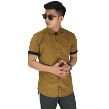 Kemeja Pendek Corduroy Basic Mustard