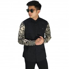 Kemeja Sleeve Leaf Vector Black