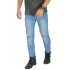Biker Jeans Extend Knee Ripped Soft Blue