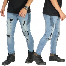 Biker Jeans Extra Ripped Soft Blue