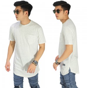 Longline T-Shirt Basic Soft Grey