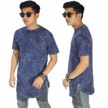 Longline T-Shirt Washed Blue