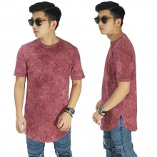 Longline T-Shirt Washed Maroon
