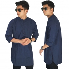 Baju Muslim Kurta Gamis 3/4 Polos Dongker