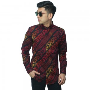 Kemeja Batik Elegant Gradation Maroon