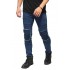 Jeans Ripped With Biker Patch Dark Blue