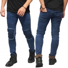 Jeans Ripped With Biker Patch Dark Blue