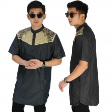 Baju Muslim Kurta Gamis Bordir Abu Tua