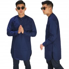 Baju Muslim Kurta Gamis Panjang Polos Dongker