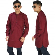 Baju Muslim Kurta Gamis Panjang Polos Maroon
