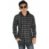 Kemeja Flanel Hoodie Tartan Black