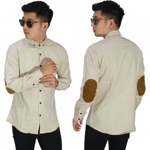 Kemeja Panjang Corduroy Elbow Patch Cream