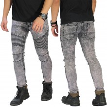 Biker Jeans Maskulin Snow Wash Grey
