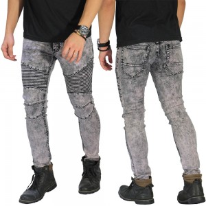 Biker Jeans Maskulin Snow Wash Grey