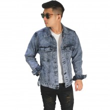 Jaket Denim Trucker Sandwash Light Grey