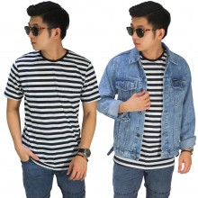 Kaos Medium Stripe Black And White