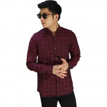 Kemeja Flanel Big Square Maroon