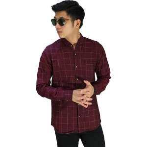Kemeja Flanel Big Square Maroon