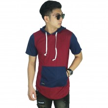 Hoodie T-Shirt Two Tone Maroon