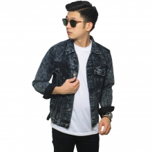 Jaket Denim Trucker Sandwash Black Washed