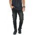 Biker Jeans Cargo Maskulin Abrasion Washed Black