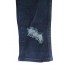 Jeans Ripped With Embroidery Patch Dark Blue