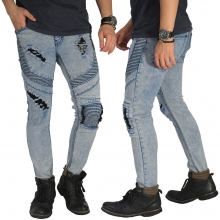 Biker Jeans 3 Ripped Soft Blue