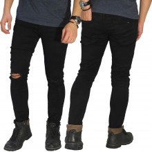 Celana Jeans Ripped On Knee Basic Black