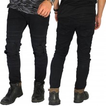 Jeans Ripped With Biker Patch Black