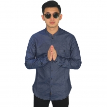 Baju Muslim - Baju Koko Kemeja Ciangi Panjang Denim