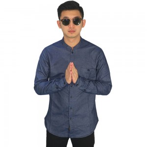 Baju Muslim - Baju Koko Kemeja Ciangi Panjang Denim