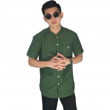 Baju Muslim - Baju Koko Kemeja Ciangi Pendek Hijau Tua