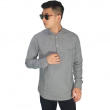 Baju Muslim - Baju Koko Polos Panjang Abu Muda