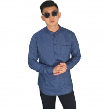 Baju Muslim - Baju Koko Polos Panjang Dongker