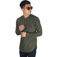 Baju Muslim - Baju Koko Polos Panjang Hijau Tua