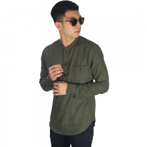 Baju Muslim - Baju Koko Polos Panjang Hijau Tua