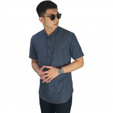 Baju Muslim - Baju Koko Polos Pendek Abu Tua