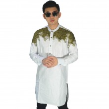 Baju Muslim Kurta Gamis Motif Leaf Gold