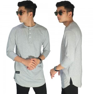 Kaos Henley - Kurta Gamis 3/4 Abu Muda