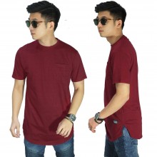 Longline T-Shirt Basic Maroon