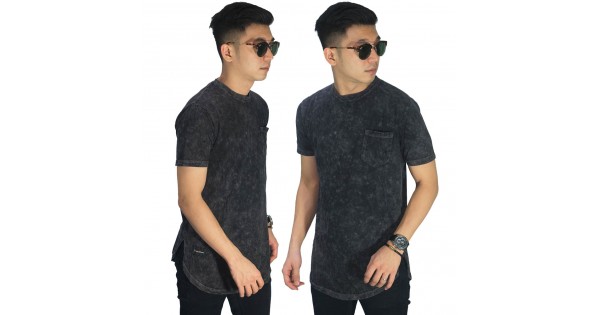 Longline T-Shirt Washed Black - Kaos 