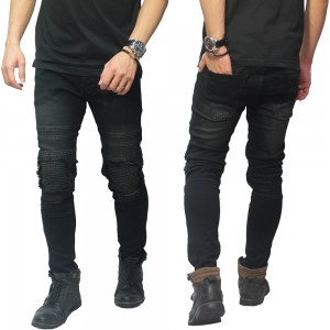 Jeans Ripped With Biker Patch Black Vintage