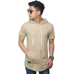 Longline T-Shirt Hoodie Soft Brown