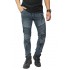 Biker Jeans Destroyed Ripped Grey