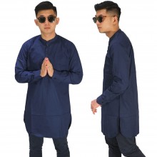 Baju Muslim Kurta Gamis Panjang Polos Dongker