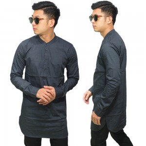 Baju Muslim Kurta Gamis Panjang Polos Abu Tua