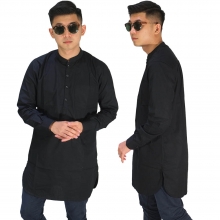 Baju Muslim Kurta Gamis Panjang Polos Hitam