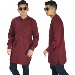 Baju Muslim Kurta Gamis Panjang Polos Maroon