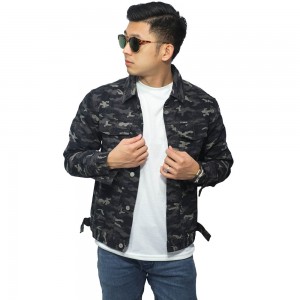 Jaket Canvas Trucker Camouflage Army Grey